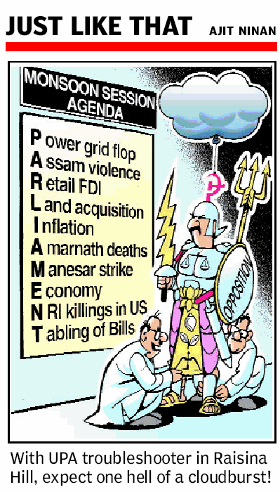 Will the Opposition collude, collaborate or confront?  |  Ajit Ninan cartoon on Aug 08 2012 from The Times Of India, Ahmedabad