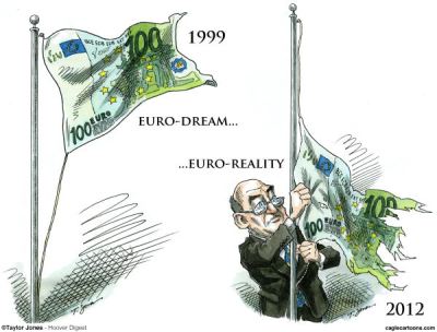 Is the EU going to be such a push-over? US would definitely hope so.  |  Euro-loser cartoon By Taylor Jones, Hoover Digest  -  4/24/2012 12:00:00 AM; source & courtesy - caglecartoons.com